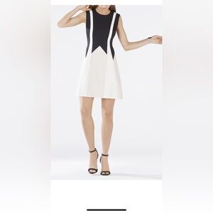 BCBGMaxAzria Black and Cream Geometric Dress